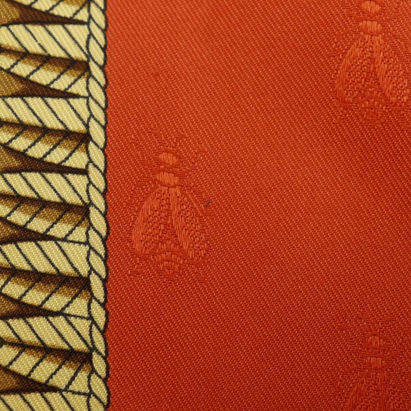 Hermes Carré 90 Napoleon Silk White/orange Women's Scarf