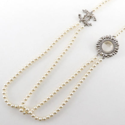 Chanel Smile Coco Mark B16 Faux Pearl And Rhinestone Black Unisex 167g Necklace