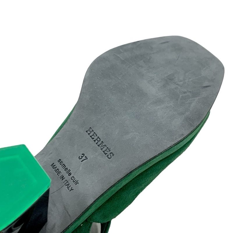Hermes Flirt60 Sandals Shoes Suede Green