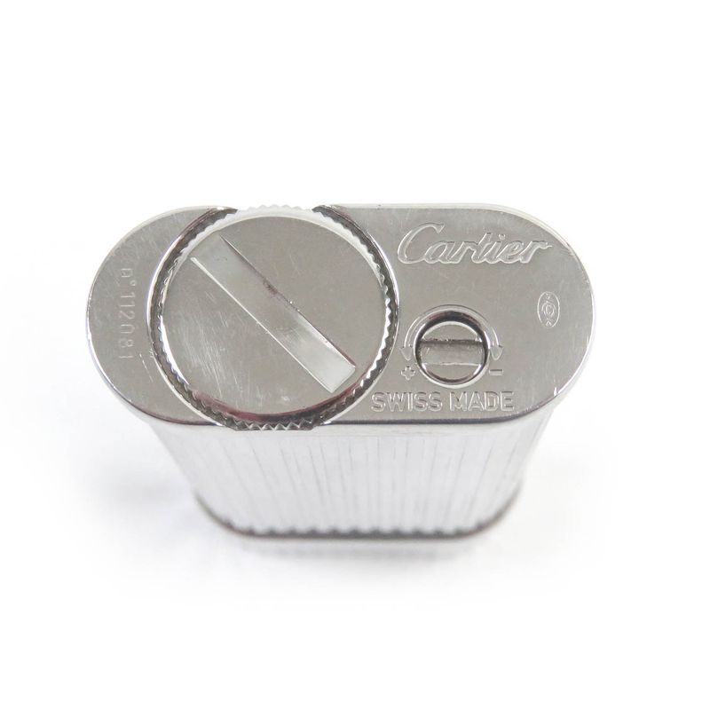 Cartier Godron Stripe Pattern Oval Roller Smoking Tool Silver