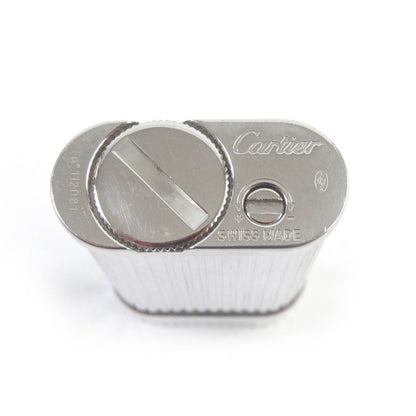 Cartier Godron Stripe Pattern Oval Roller Smoking Tool Silver