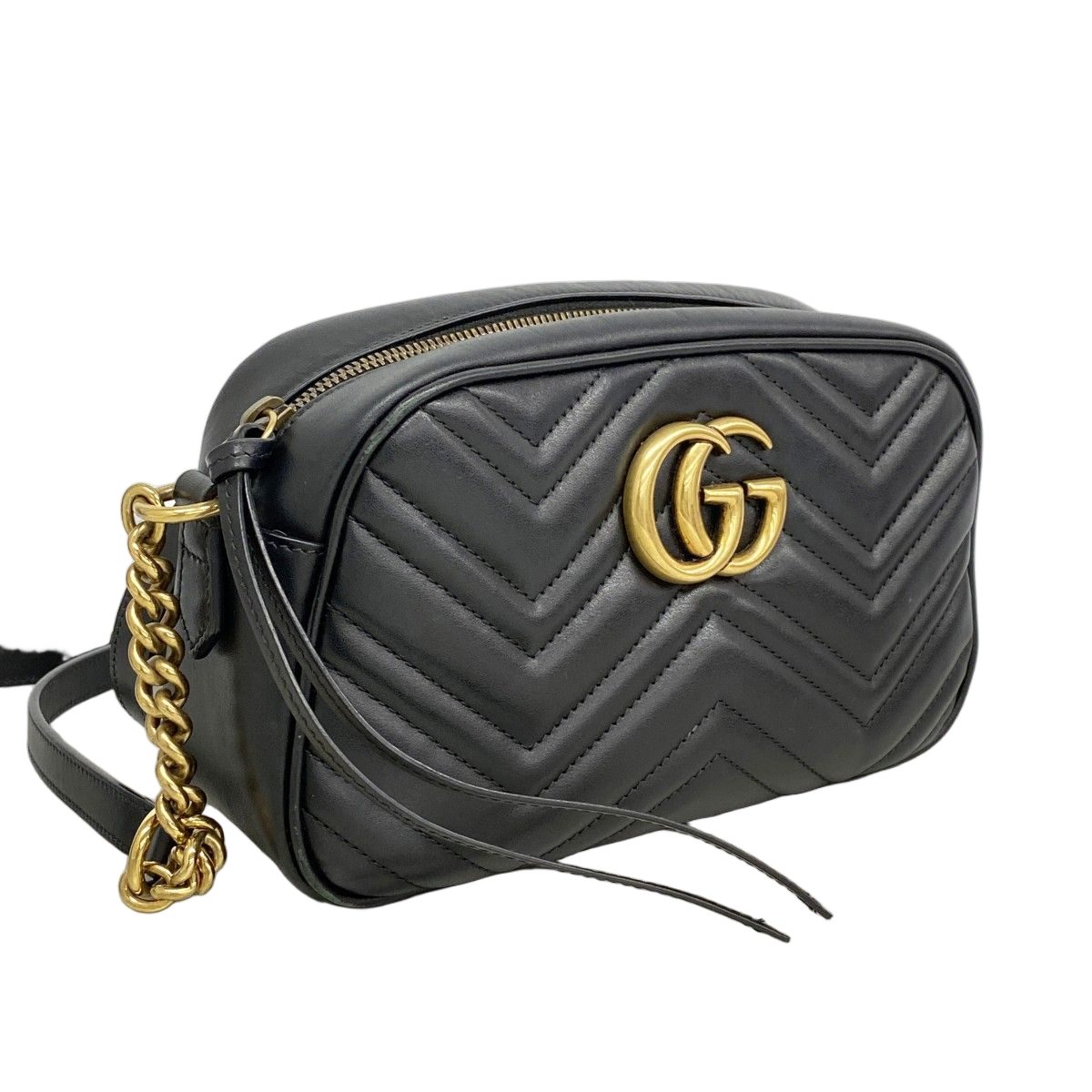 Gucci Shoulder Bag GG Marmont Leather Black Gold — view 2