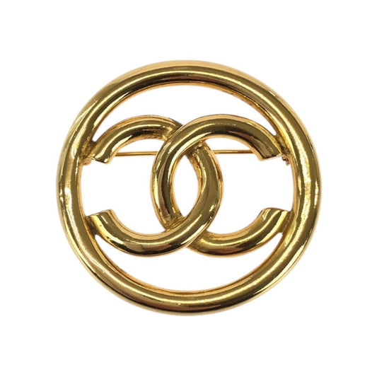 Chanel Vintage CC Logo Gold Plated Brooch 93