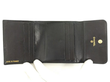 Chanel W Hook Wallet In Caviar Skin Leather Black