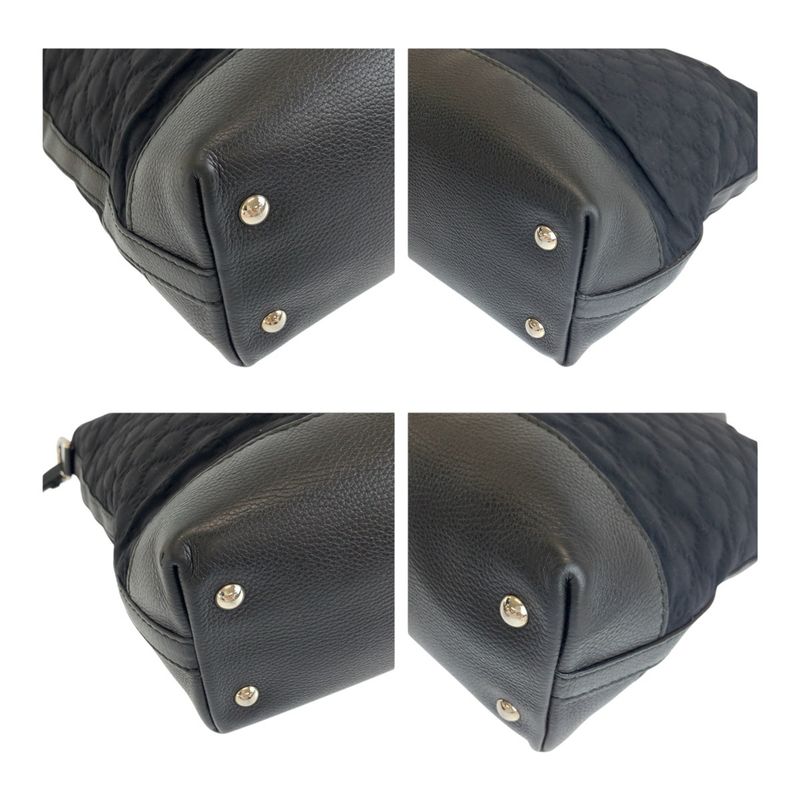 Gucci GG Neoprene Black Silver Hardware Leather /nylon 241104 Tote Bag Shoulder