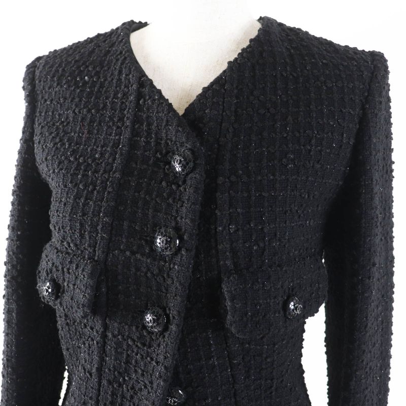 CHANEL 22C P71826 Runway Wear Rhinestone Coco Button Iridescent Tweed Coat