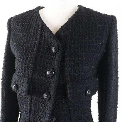 CHANEL 22C P71826 Runway Wear Rhinestone Coco Button Iridescent Tweed Coat