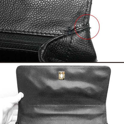 Chanel Matelasse Handbag Black And Gold Hardware Coco Mark Caviar Skin