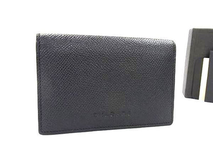 Bvlgari Leather Card Case Card Holder Business Card Holder Men Women Black
