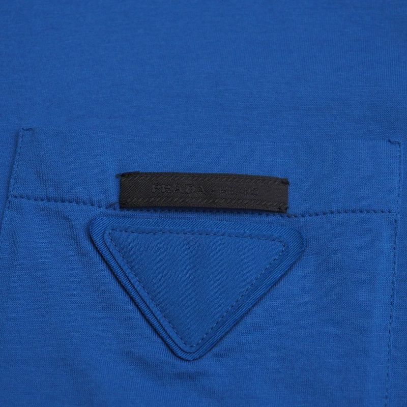 Prada Short Sleeve T-shirt Size M Triangle Patch Crew Neck Chest Pocket