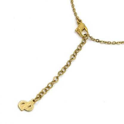 Christian DIOR Necklace Heart Rhinestone Bijoux Logo Gold Color Accessories