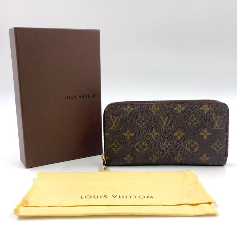 Louis Vuitton Zippy Wallet Monogram PVC Brown Round Zipper Long Wallet Gold