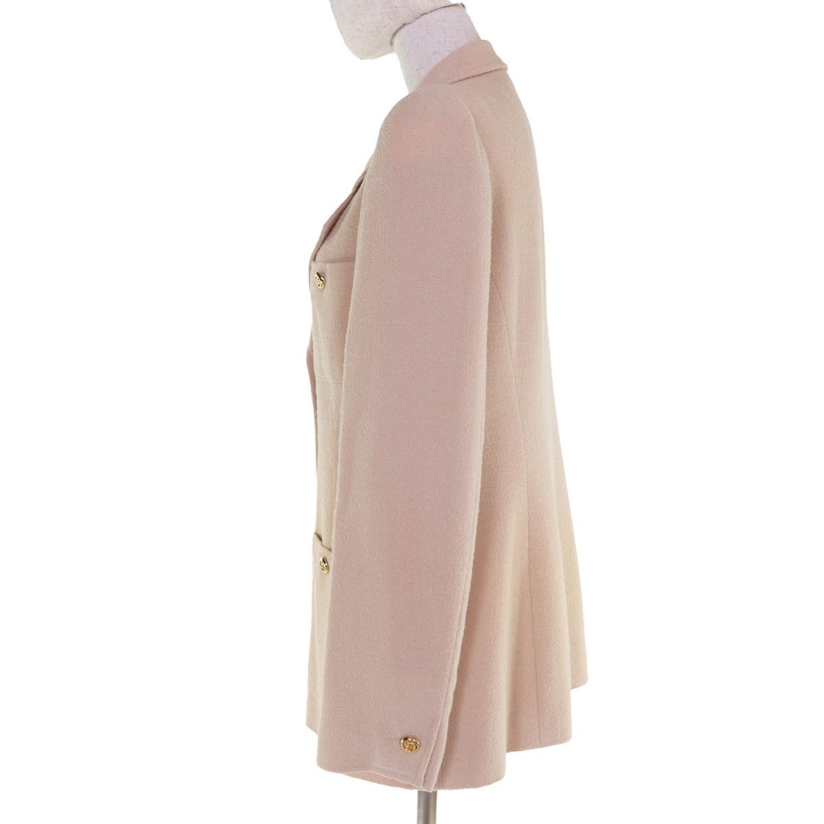 Chanel Vintage Wool Coco Button Jacket Beige 40 — view 2