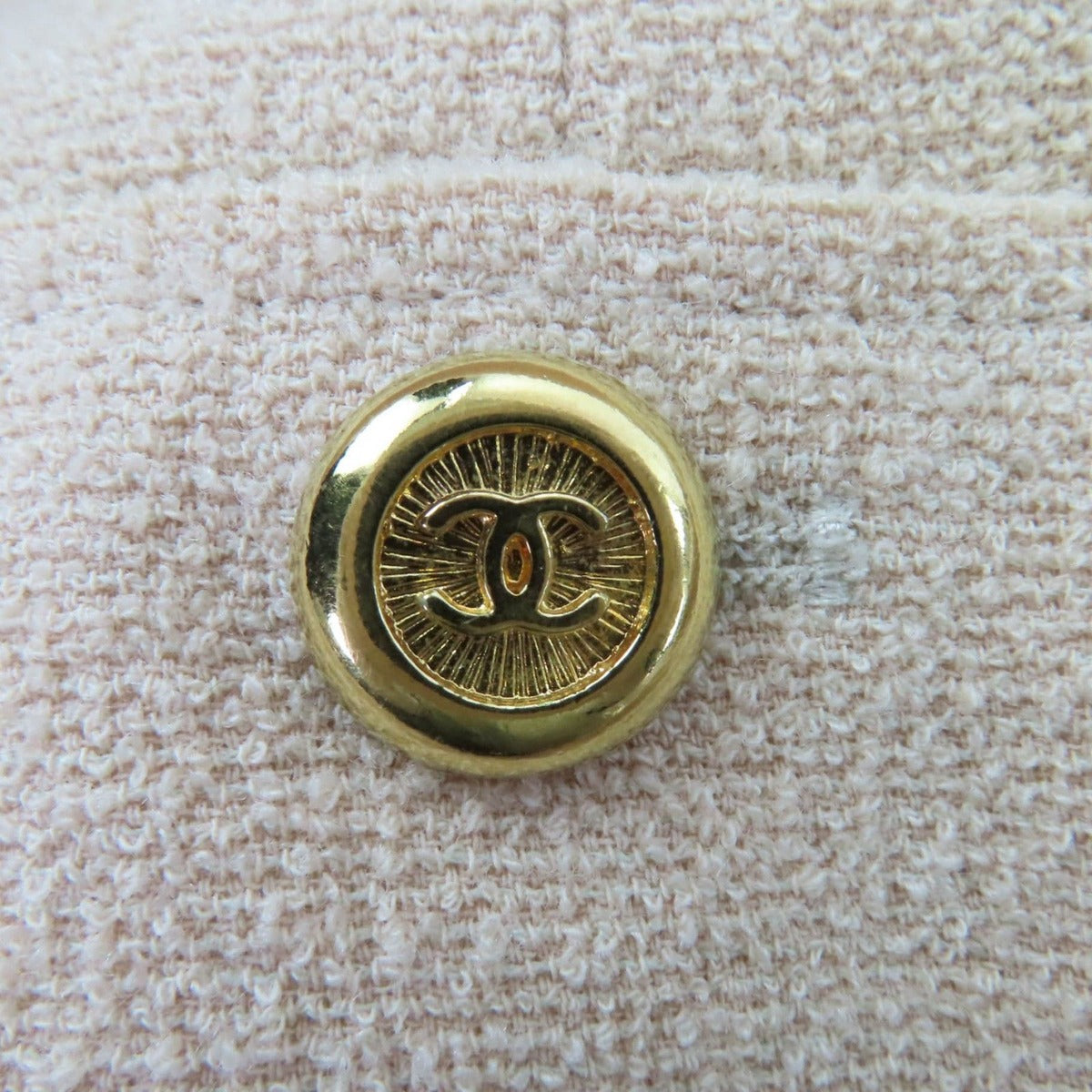 Chanel Vintage Wool Coco Button Jacket Beige 40 — view 6