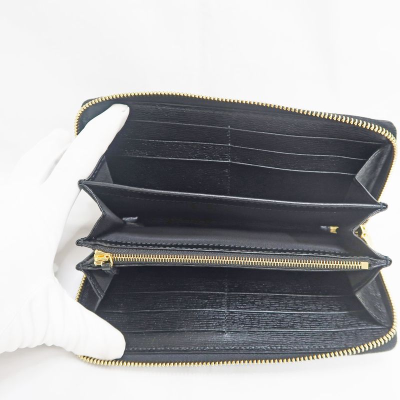 Gucci Script Zip Around 772642 Long Wallet Black Women's Men's