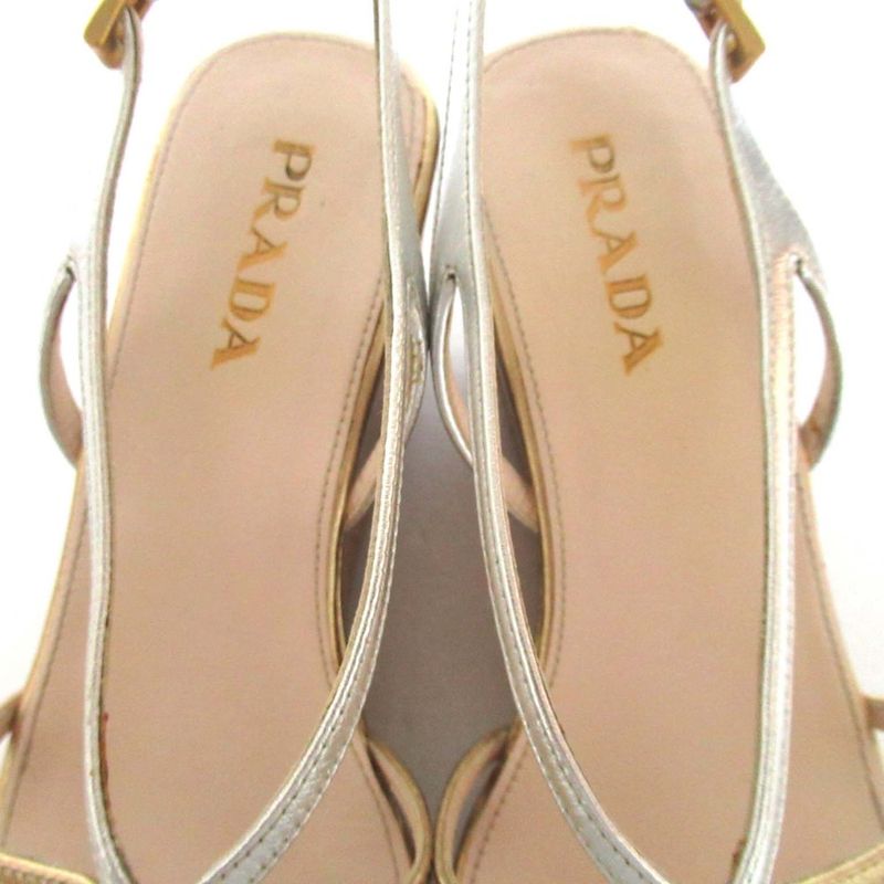 Prada Wedge Sole High Heel Suring Back Sandals Size 34.5 Approx 21.5cm (8.46in)