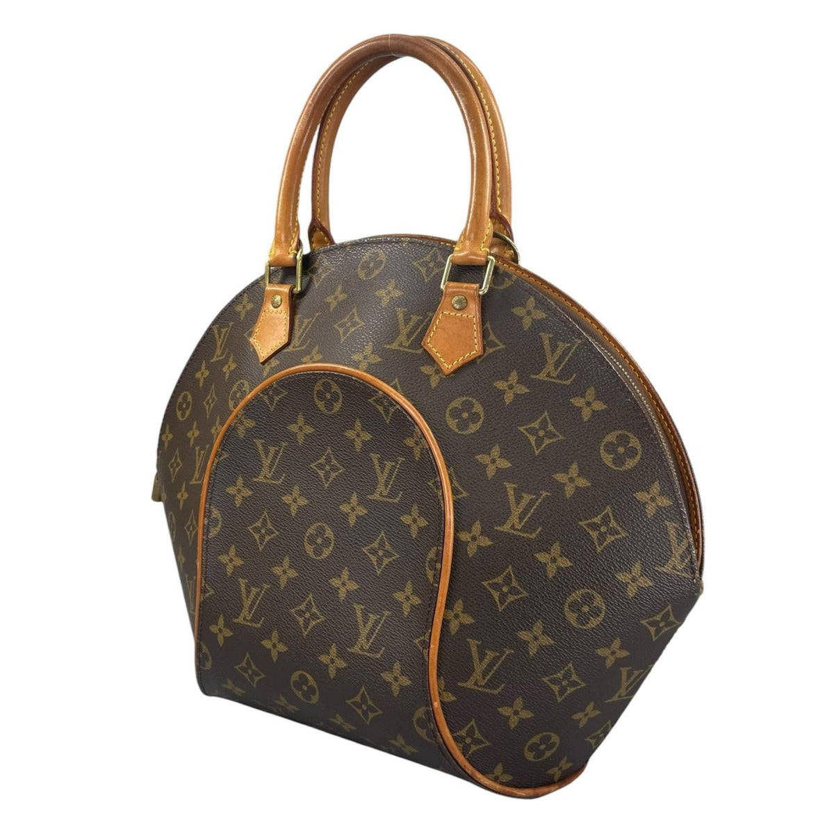 Louis Vuitton Ellipse MM Monogram Leather Brown Handbag Gold — view 2