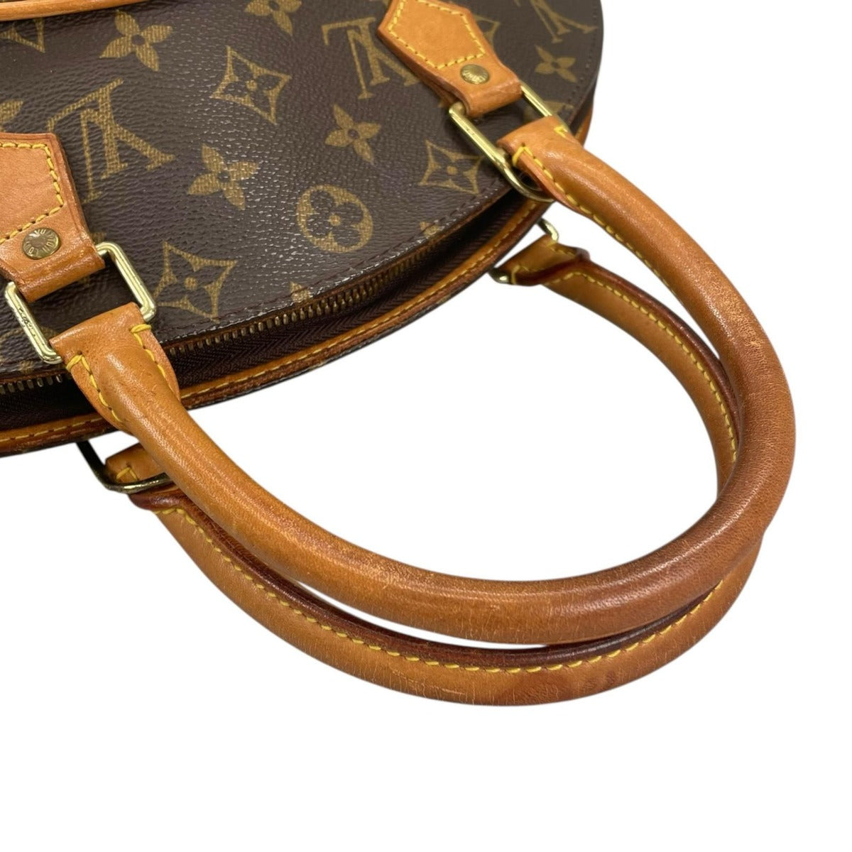 Louis Vuitton Ellipse MM Monogram Leather Brown Handbag Gold — view 5