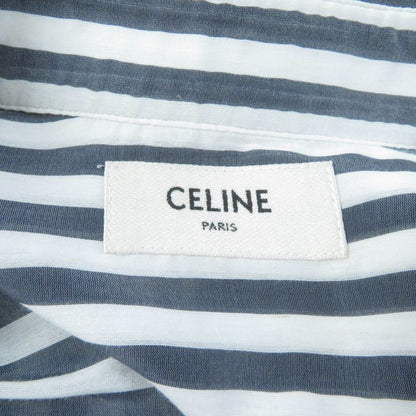 Celine 2c703637p Silk-blend Triomphe Embroidered Stripe Pullover Shirt Long