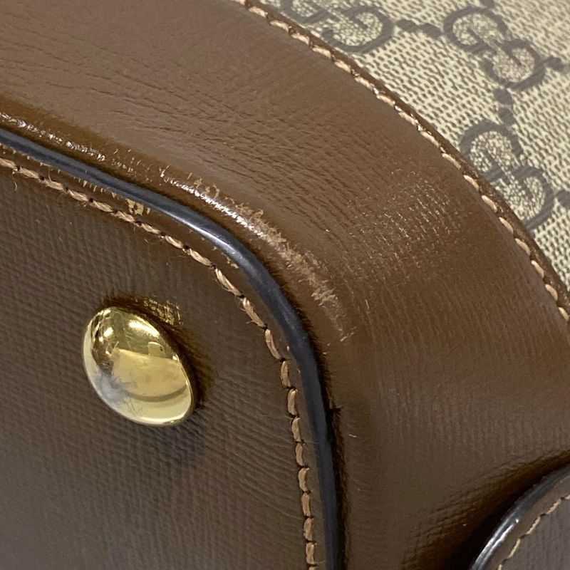 Gucci Handbag Horsebit 1955 Medium Top Handle Bag 620850 Dark Brown Beige And