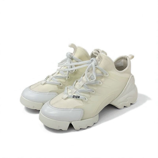 Christian Dior D-connect Sneakers Shoes Rubber Fabric Leather White Logo
