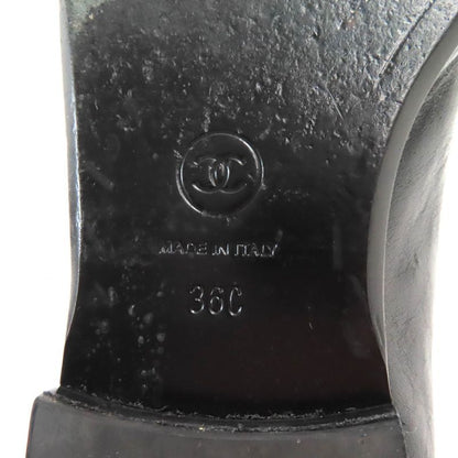 CHANEL 2023 23A G45008 Coco Mark Shiny Calfskin Leather Loafers Black 36