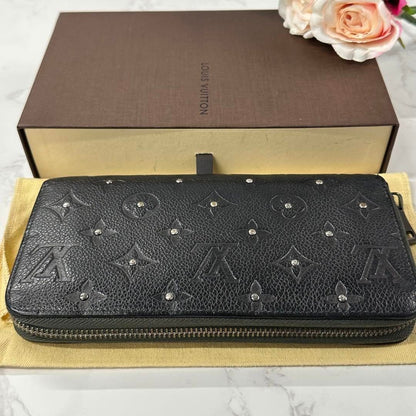 Louis Vuitton Zippy Wallet Studded Monogram Empreinte Leather Black