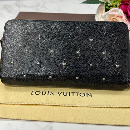 Louis Vuitton Zippy Wallet Studded Monogram Empreinte Leather Black