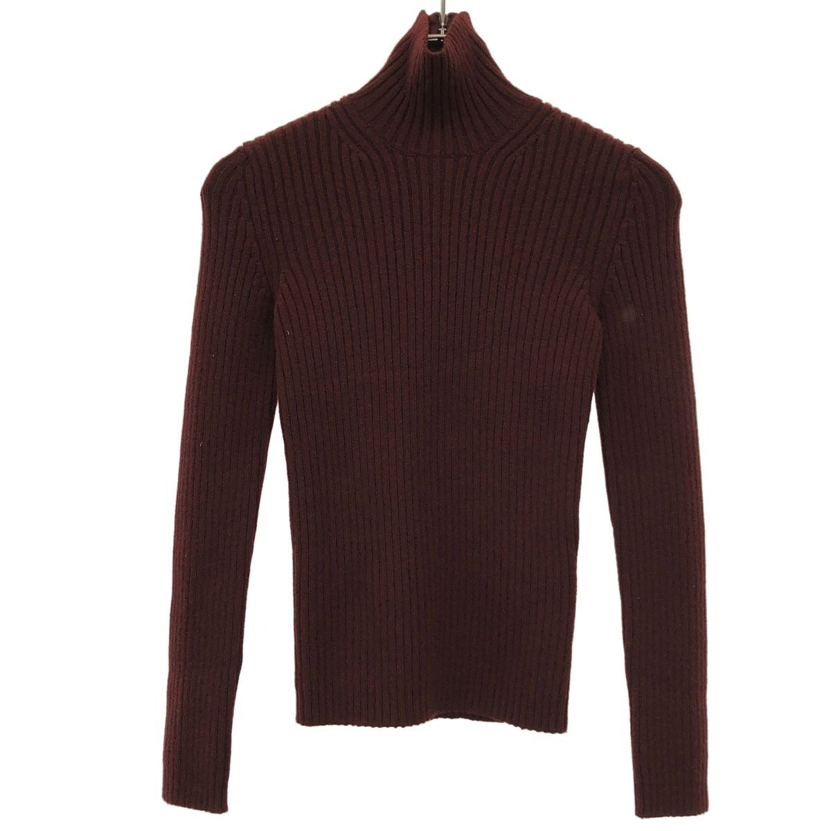 Max Mara Maxmara Wool Cashmere High Neck Knit Sweater Burgundy XS