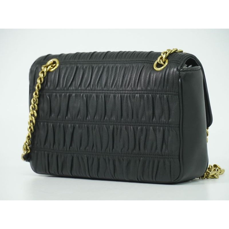 Prada Nappa Gaufre Chain Shoulder Bag Pochette Leather Black — view 2