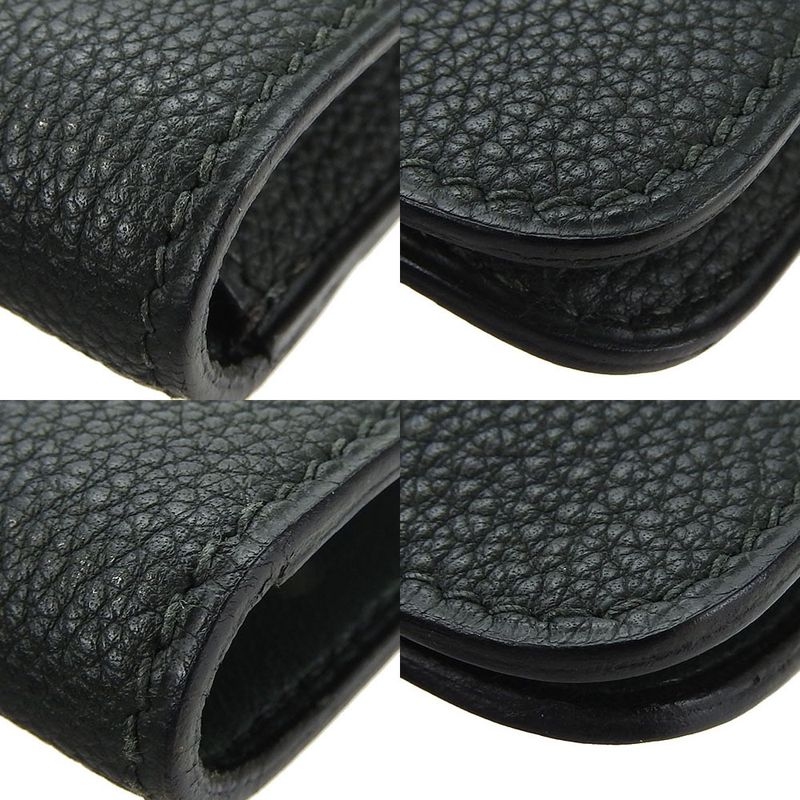 Hermes Dogon Coin Case □G Engraved Togo Moss Green Silver Hardware Compact