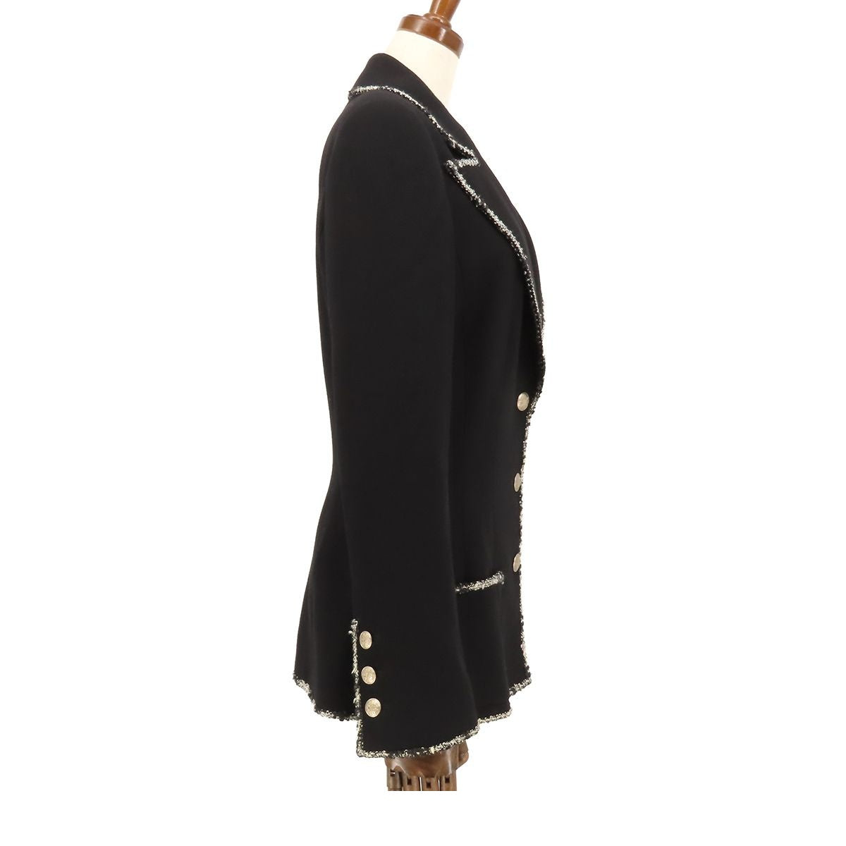 Chanel Andy's Blazer Black Wool Silk Emblem Piping 05c Masterpiece Tailored 36 — view 4