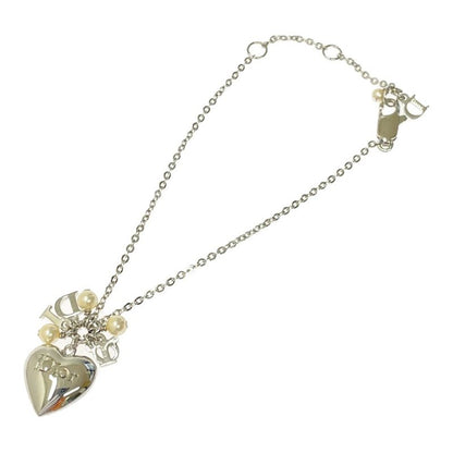 Dior Metal Faux Pearl Heart Dior Logo Bracelet Silver 318946 Bracelet