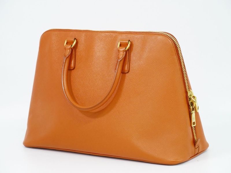 Authentic Prada Leather Handbag Orange Bag Pre-owned [follow-up Discount
