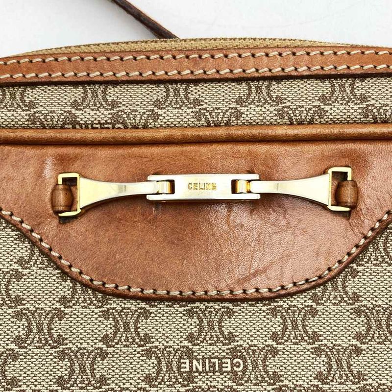 Celine Crossbody Shoulder Bag Vintage Beige Pvc/leather Ladies High Brand