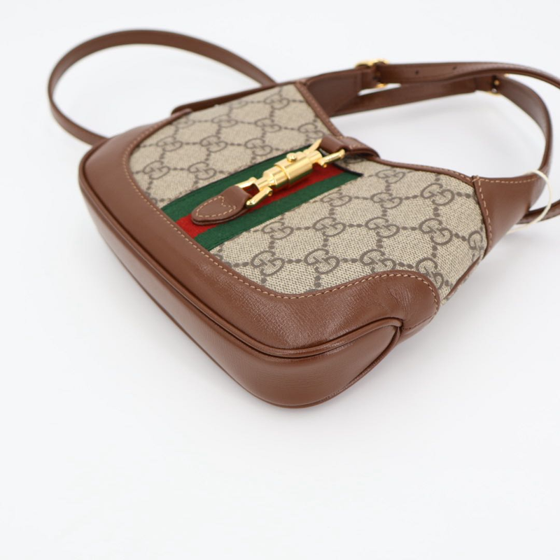 Gucci Jackie 1961 Mini Bag Beige And Brown GG Supreme Canvas And Leather 637092