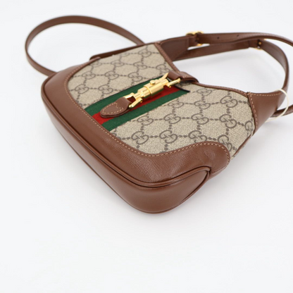 Gucci Jackie 1961 Mini Bag Beige And Brown GG Supreme Canvas And Leather 637092