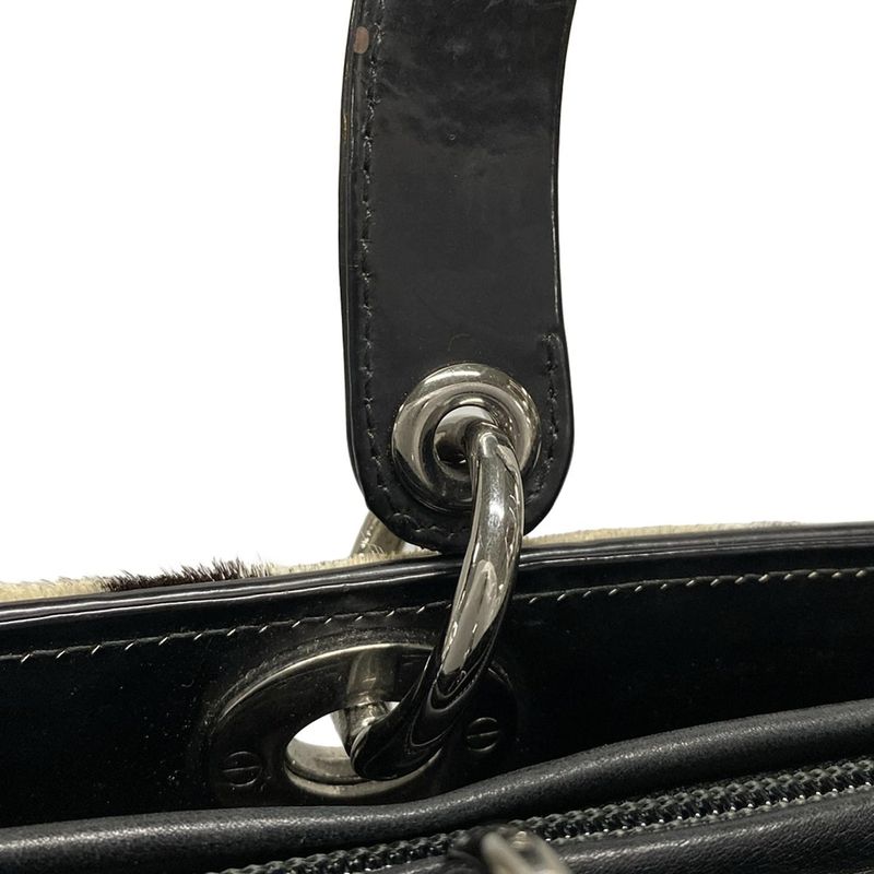 Dior/christian Dior Handbag Lady Dior Large Bag Dark Brown X White X Black