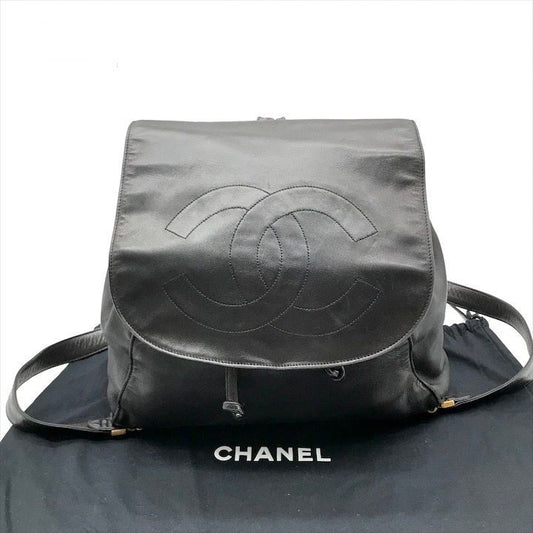 Chanel Jumbo CC Logo Mark Backpack Lambskin Black
