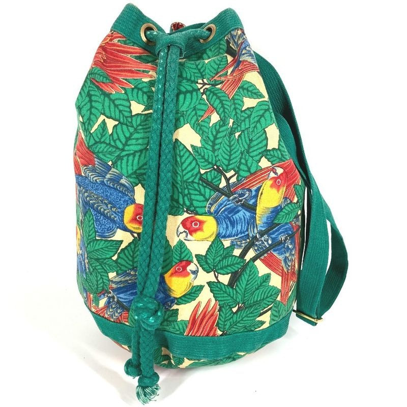 Hermes Shoulder Bag Bird Print Cotton Green