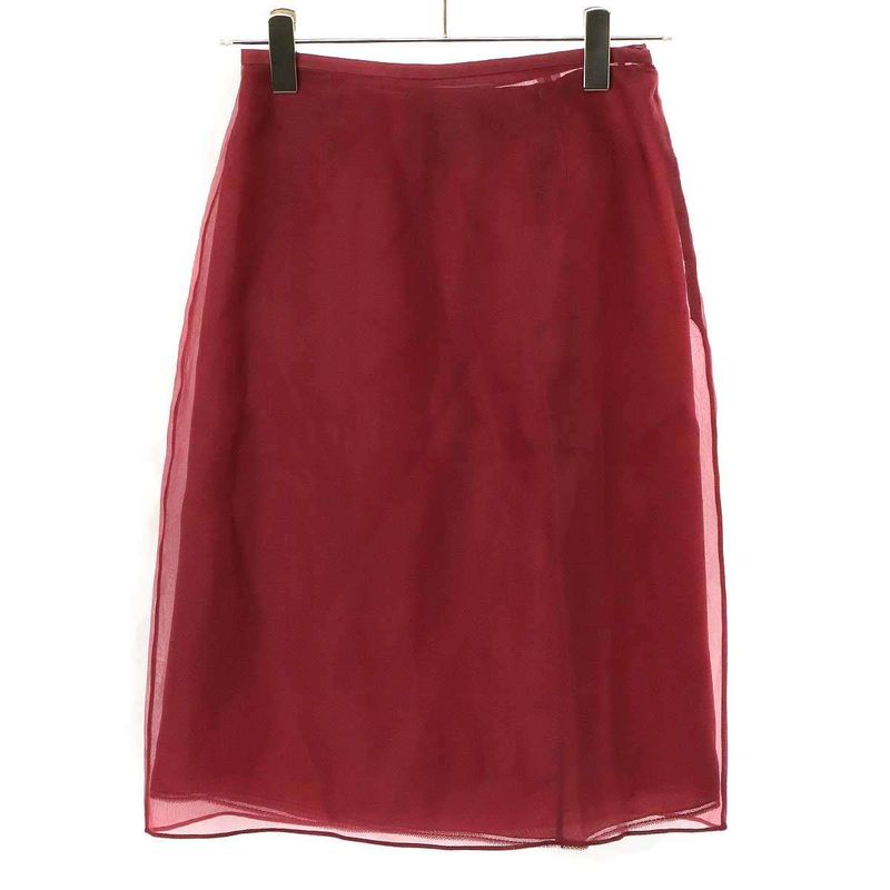 Prada 24ss Organza Midi Skirt P123j 1344 Red 36s
