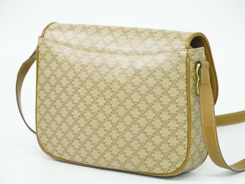 Authentic Celine Macadam Shoulder Bag Pochette PVC Beige Macadam Bag Pre-owned