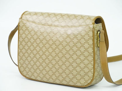 Authentic Celine Macadam Shoulder Bag Pochette PVC Beige Macadam Bag Pre-owned