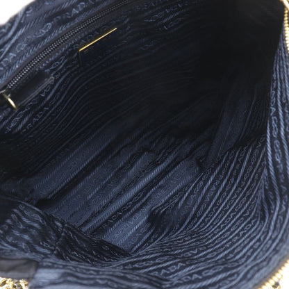 Prada Chain Shoulder Quilted Nylon Navy Blue Women's Shoulder Bag