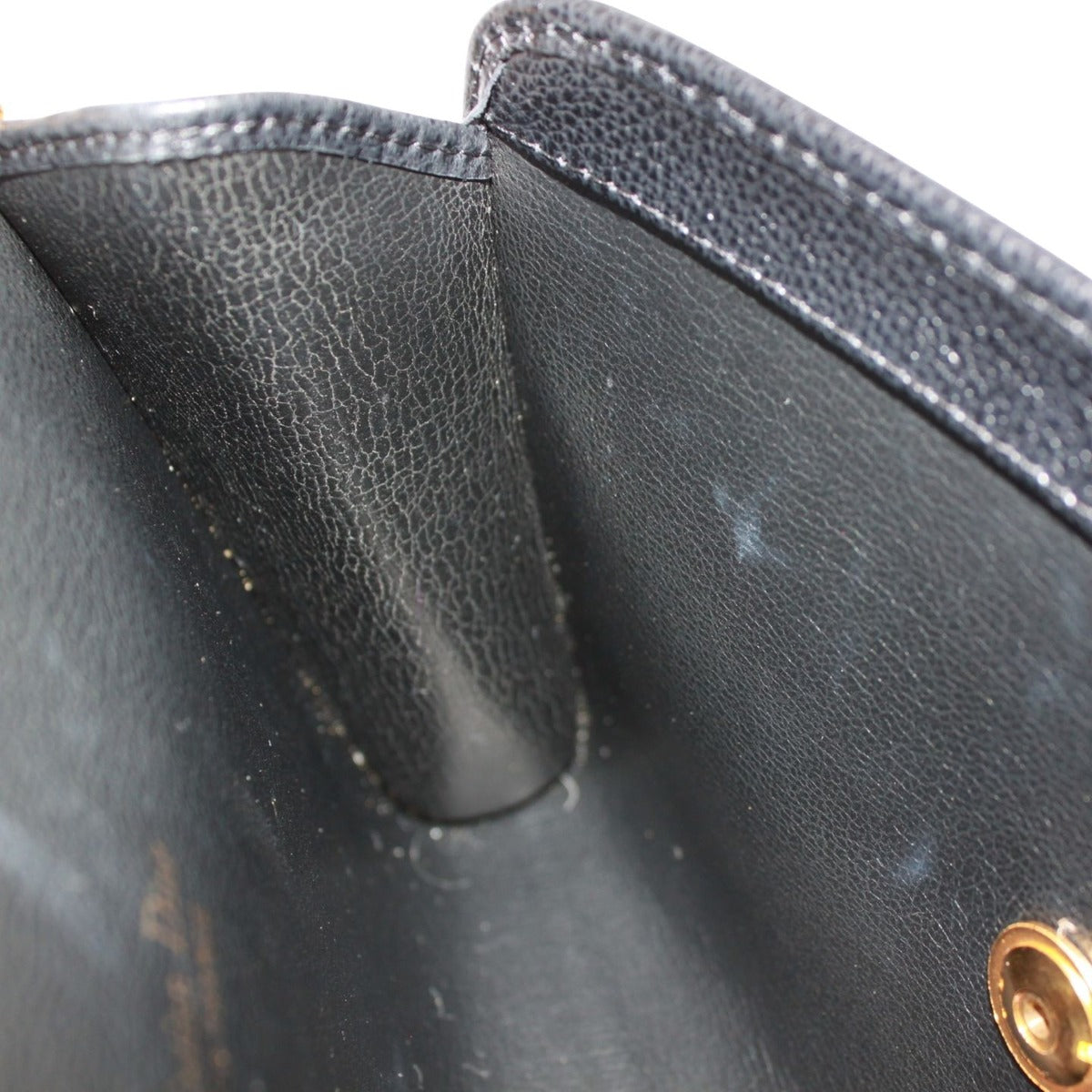 Dior Vintage Leather Black Shoulder Bag Gold — view 12