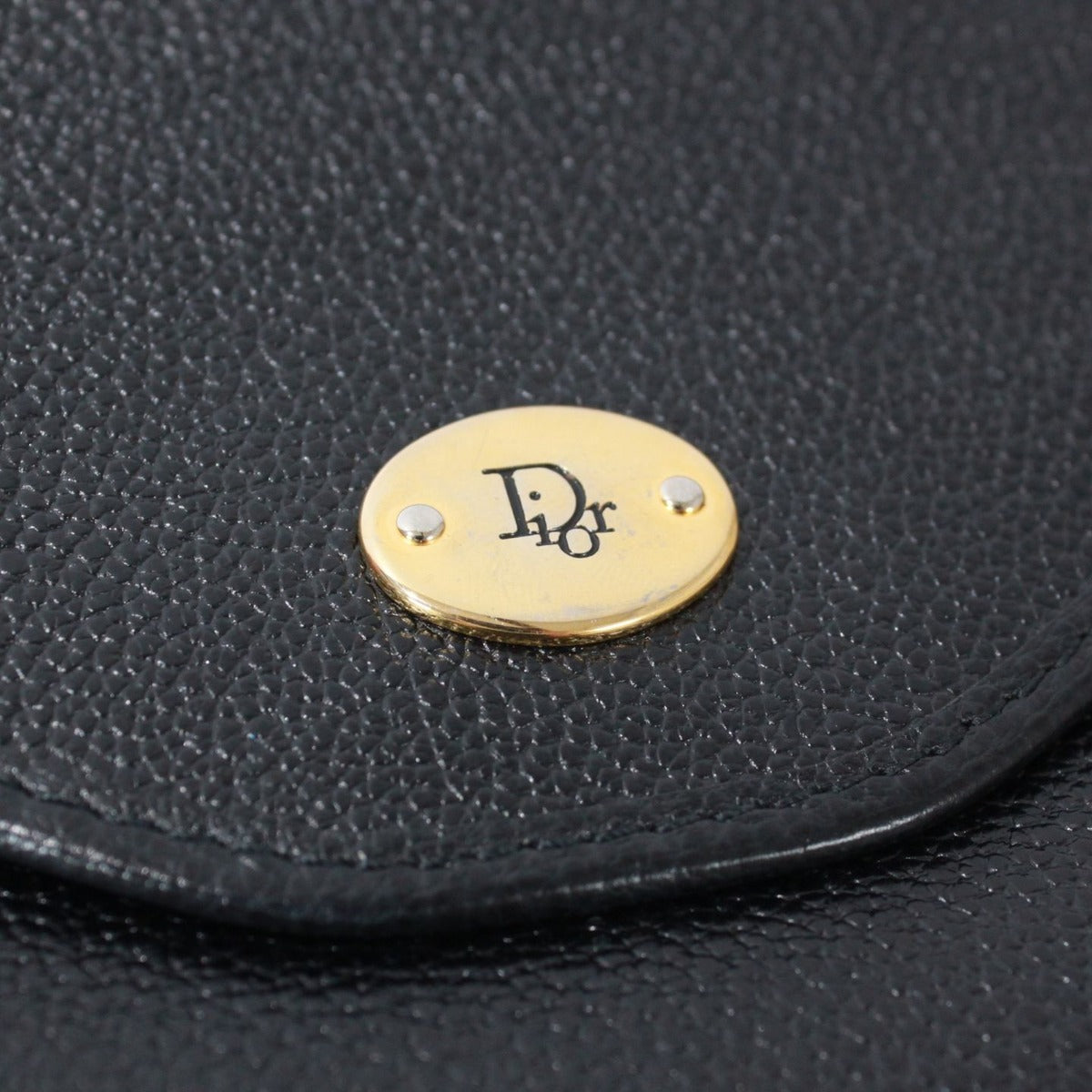 Dior Vintage Leather Black Shoulder Bag Gold — view 14