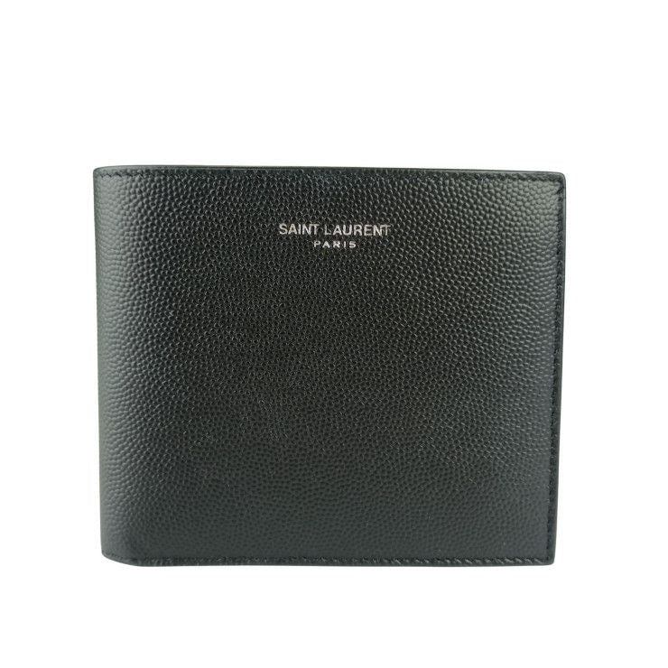 Saint Laurent Wallet Coin Case Bifold Black Leather Ultra
