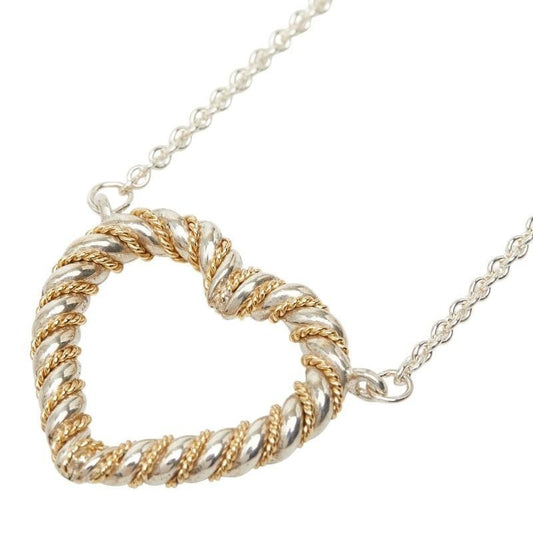Tiffany & Co Twisted Heart Necklace Silver Gold 18k Yellow Combination