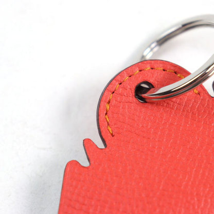 Hermes Petite Ash Elephant Leather Rouge Coup Key Ring Bag Charm Red With Box