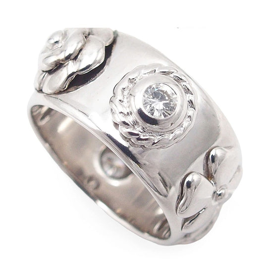 Chanel Three Symbols Ring White Gold 18K Diamond Camellia